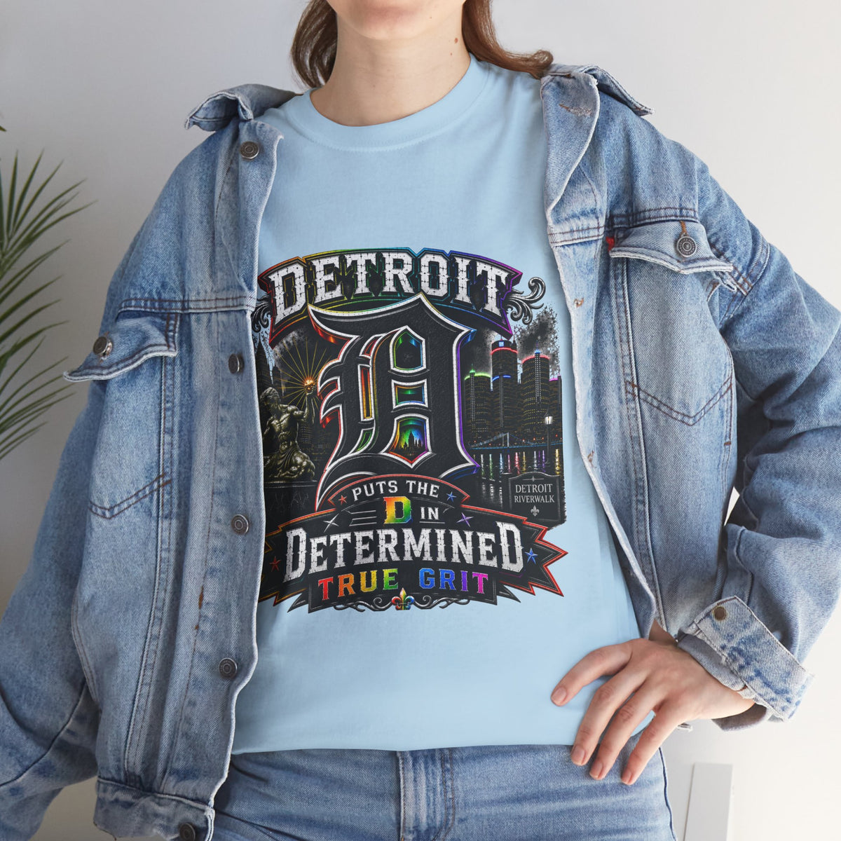 Detroit D Skyline Determined True Grit T-Shirt | City Pride Tee
