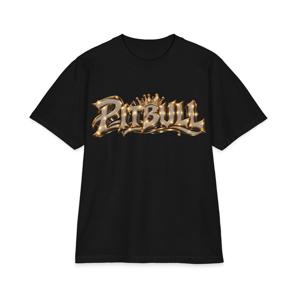 Pitbull Graphic T-Shirt | Hip Hop Logo, Portrait, Gold Chrome Lettering