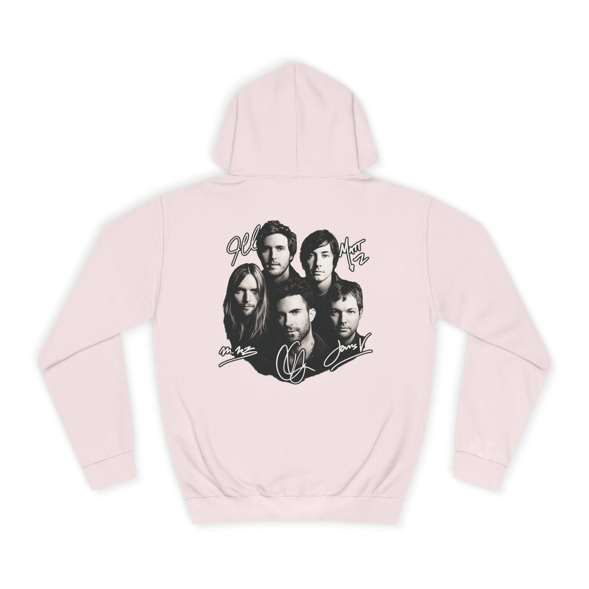 Blue M Chevron Logo Hoodie | Maroon 5 Band Photo Signature Back Hoodie