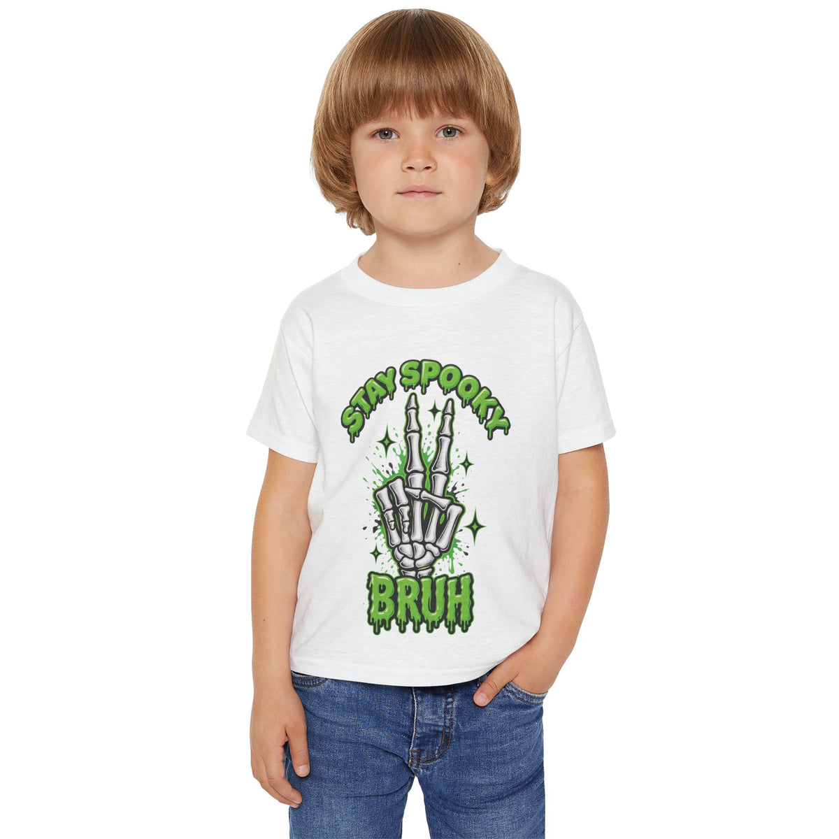 Stay Spooky Bruh toddler t-shirt | Skeleton hand graphic, Halloween kids top