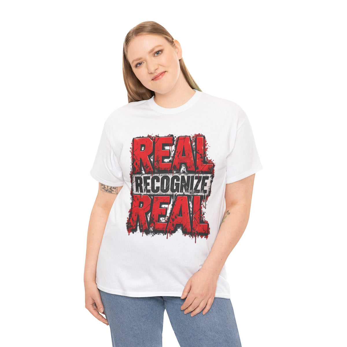 Real Recognize Real Tee | Bold Distressed Red Typography