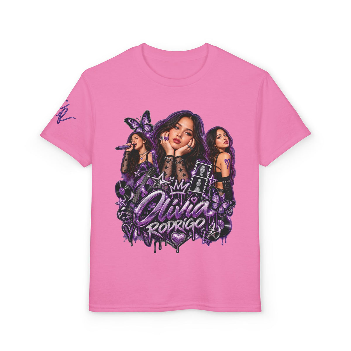 Olivia Rodrigo Pop Star Collage T-Shirt | Tour Dates Backprint