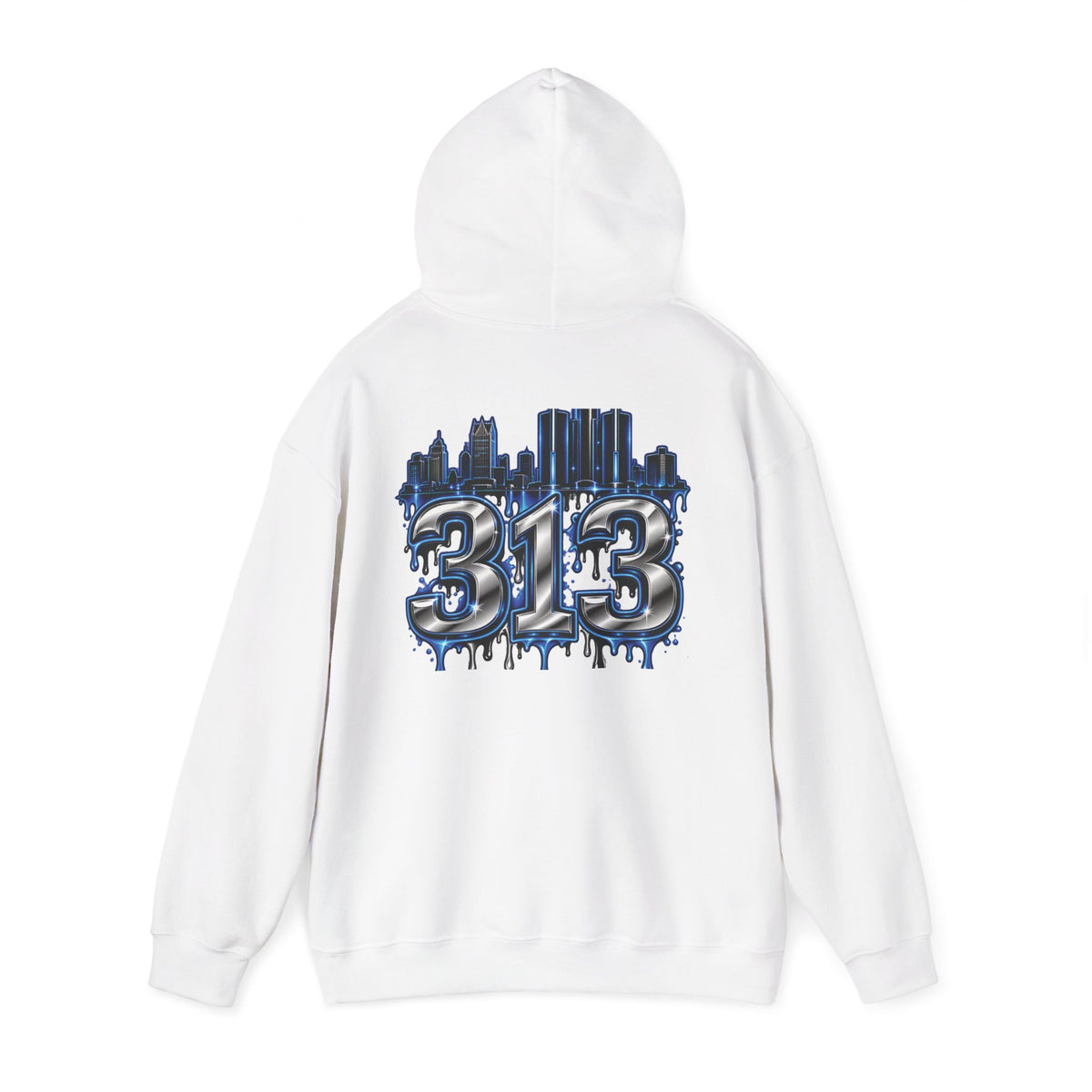 Detroit 313 Drip Skyline Hoodie | Graffiti Letter B Chest Design