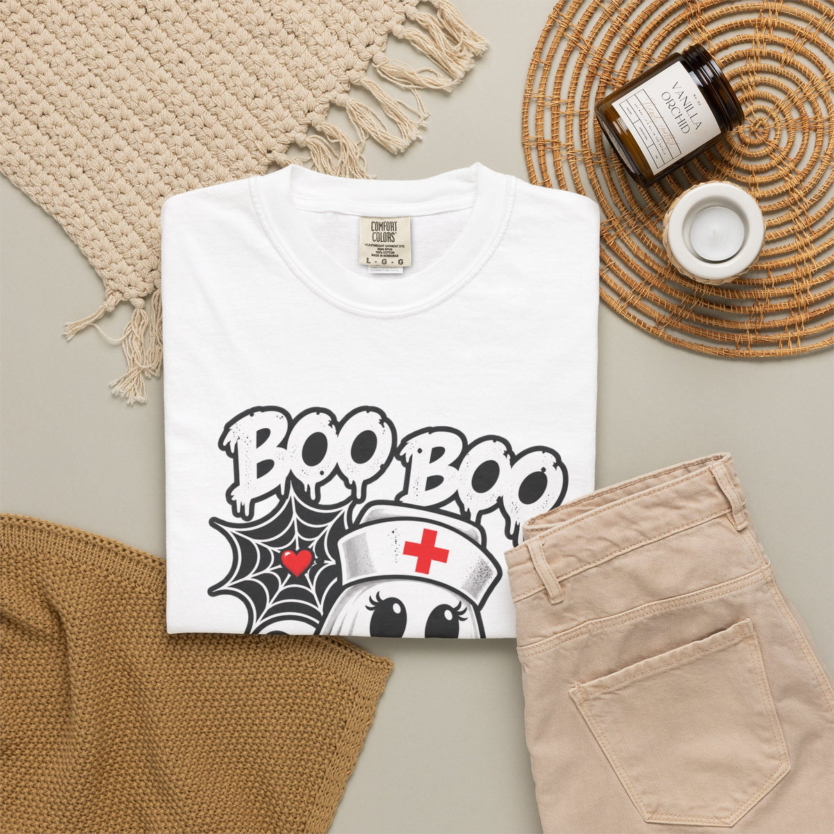 Boo Boo Crew Nurse Ghost T-shirt | Halloween Cute Spooky Candy Heart