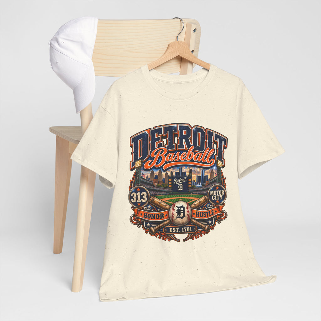 Detroit Baseball Tee | Motor City 313 Vintage Baseball Design