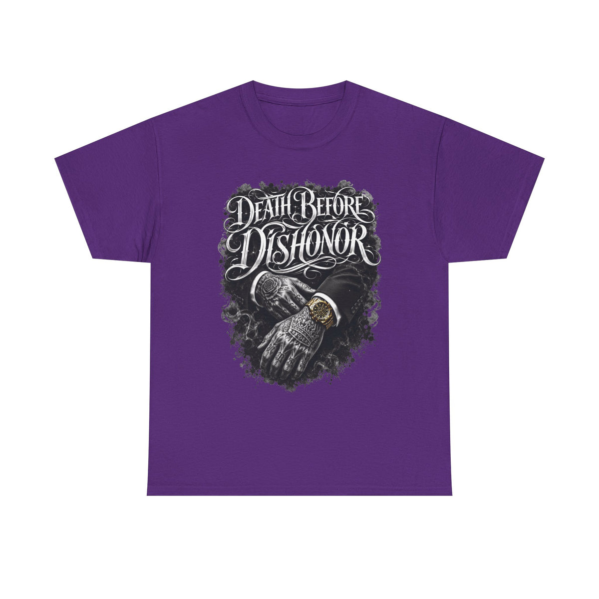 Death Before Dishonor Skull Gloves T-Shirt | Biker Tattoo Style