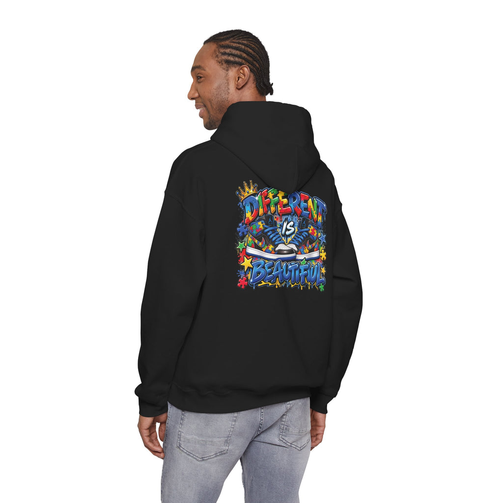 Detroit Graffiti Autism Hoodie | Different Is Beautiful Back Print