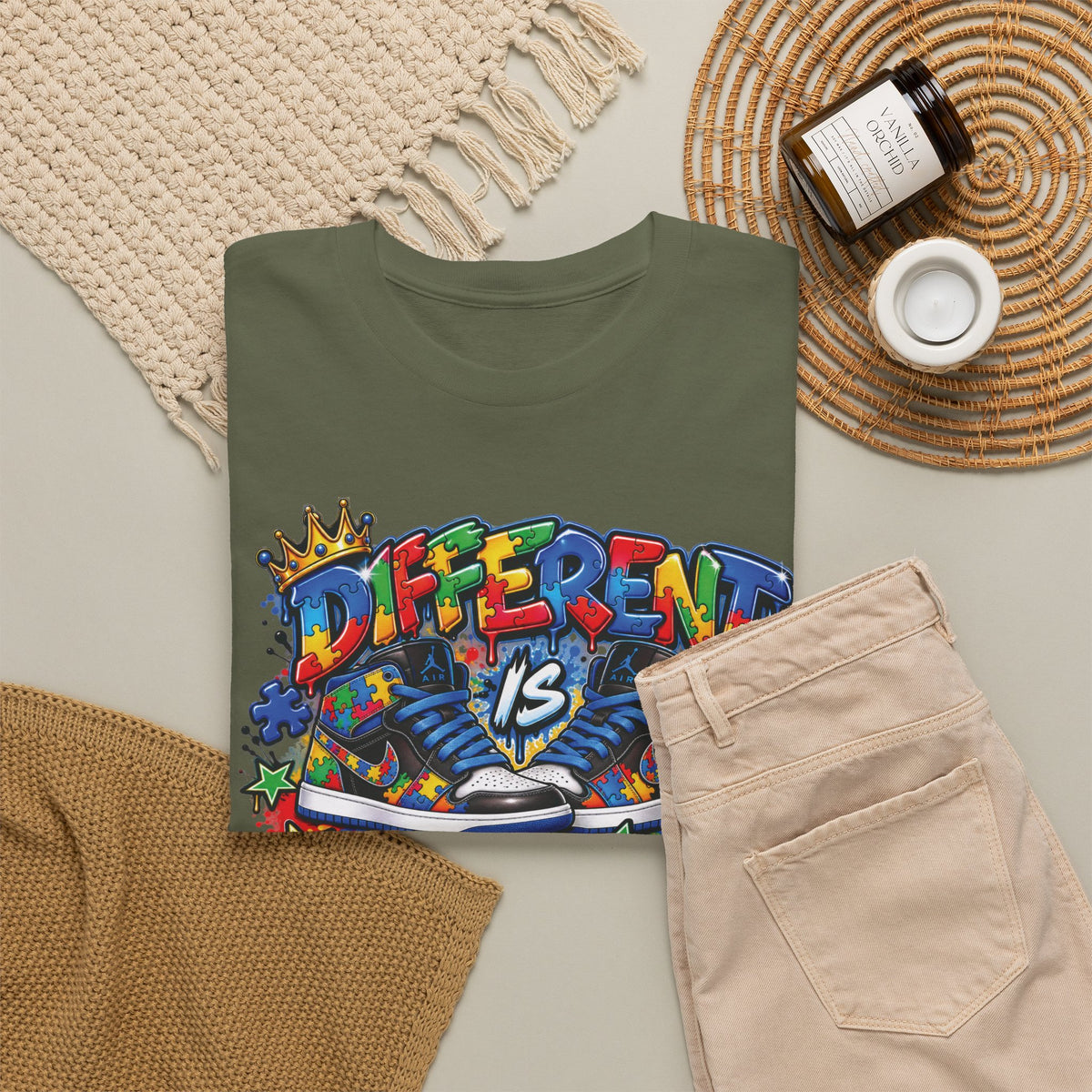 Different Is Beautiful Autism T-Shirt | Colorful Graffiti Typography