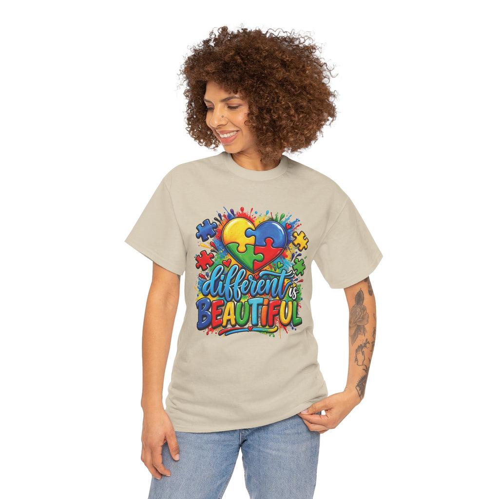 Different Is Beautiful Autism Puzzle Heart T-Shirt | Neurodiversity Awareness Tee