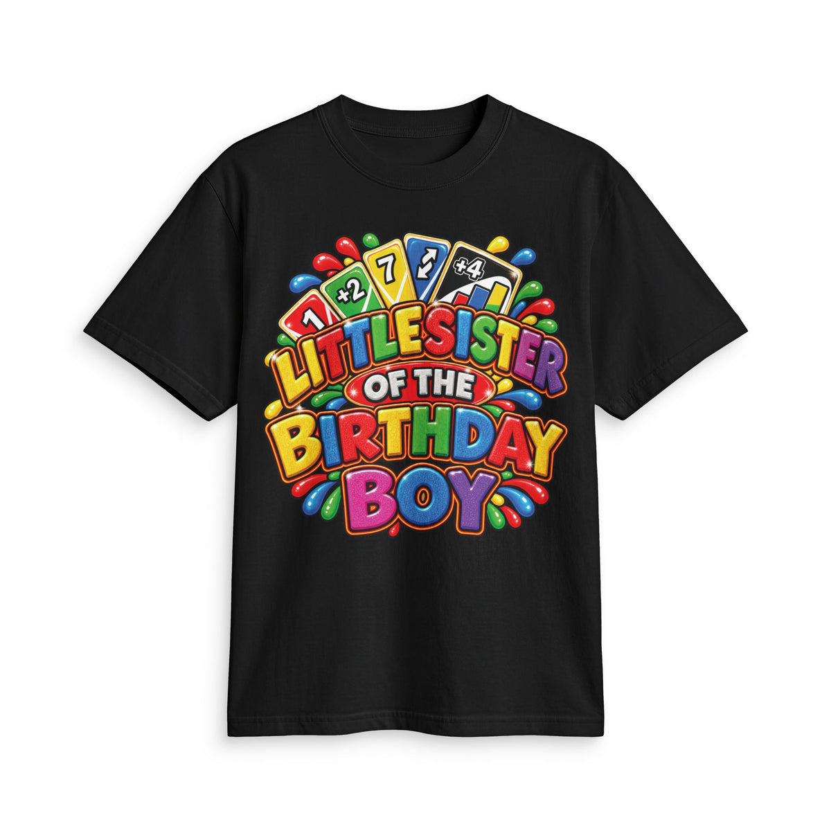 Little Sister of the Birthday Boy T Shirt | Colorful Birthday Siblings Design