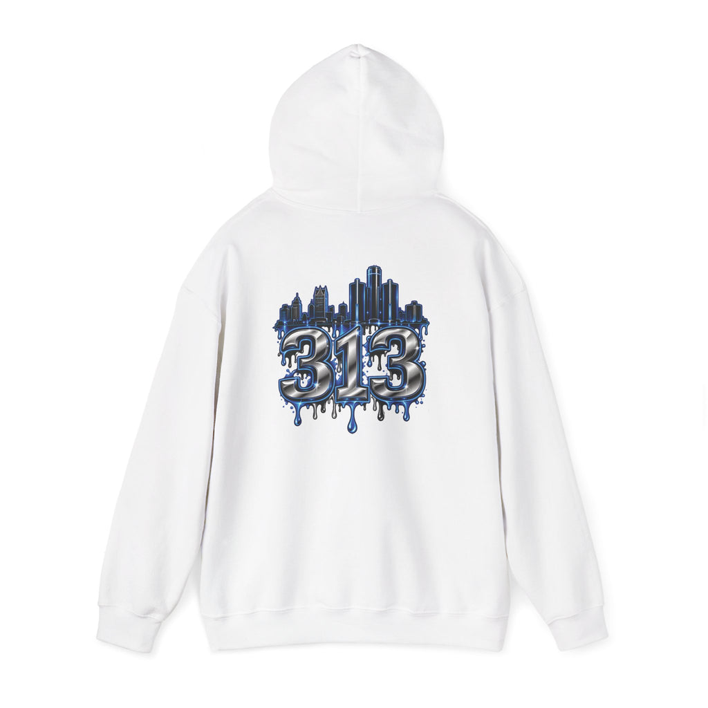 Detroit 313 Skyline Hoodie | Dripping Graffiti City Football Design