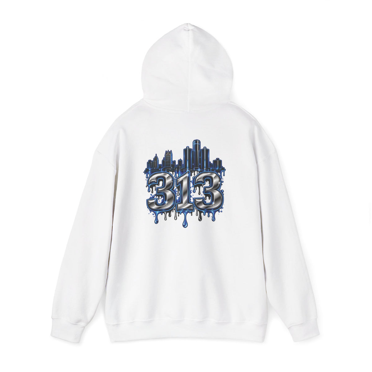 Detroit 313 Skyline Hoodie | Dripping Graffiti City Football Design