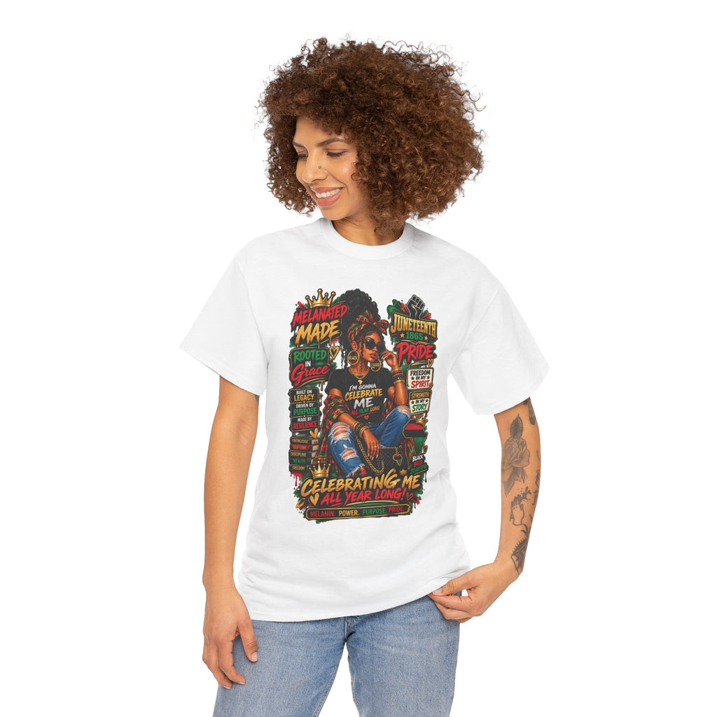 Melanated Made Rooted Grace T-Shirt | Celebrating Me graphic tee