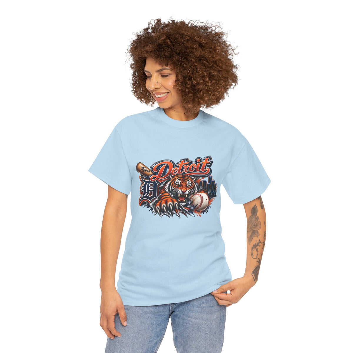 Detroit Tiger Baseball T-Shirt | Detroit skyline, claw marks