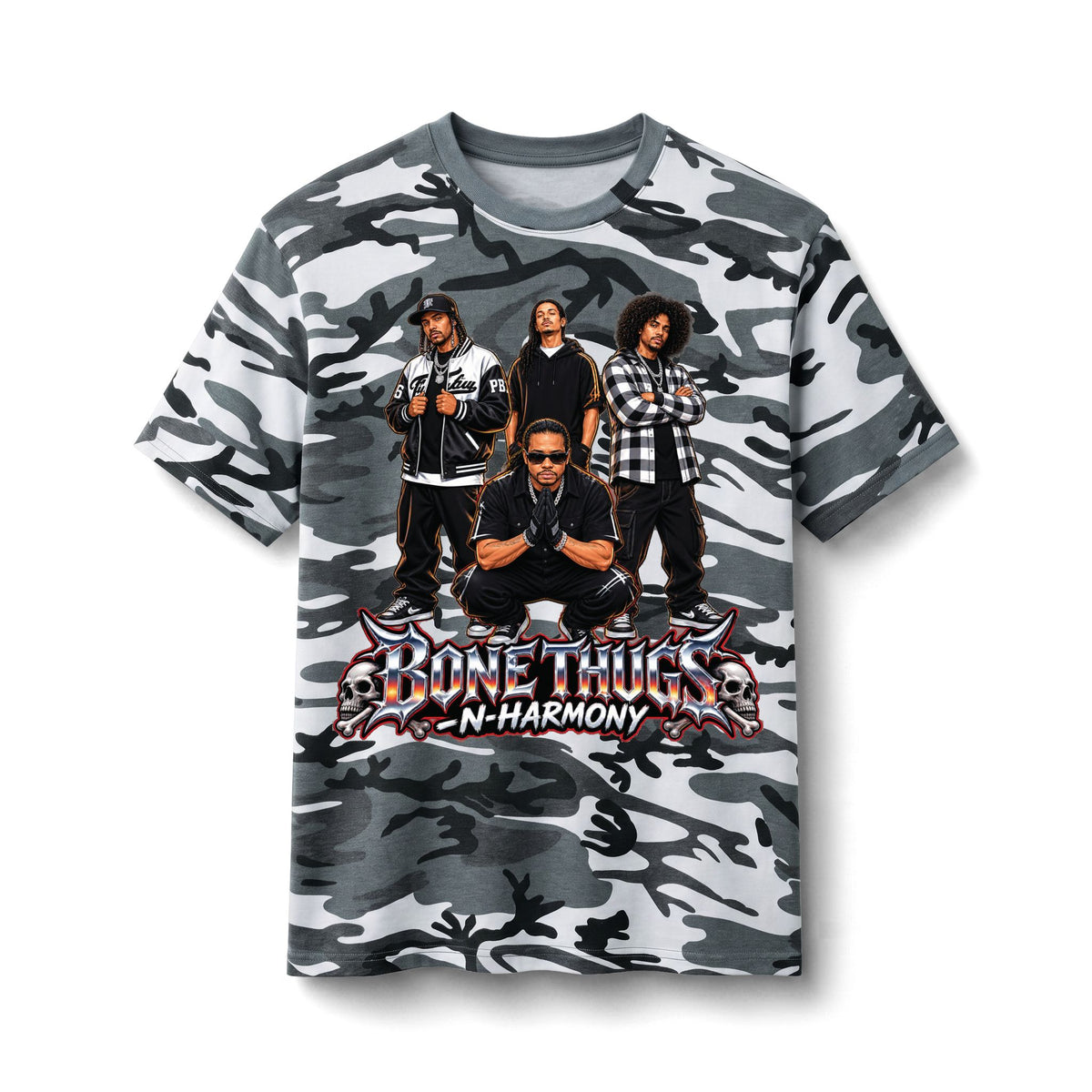 Bone Thugs N Harmony Graphic Tee | Camo Cotton T-Shirt