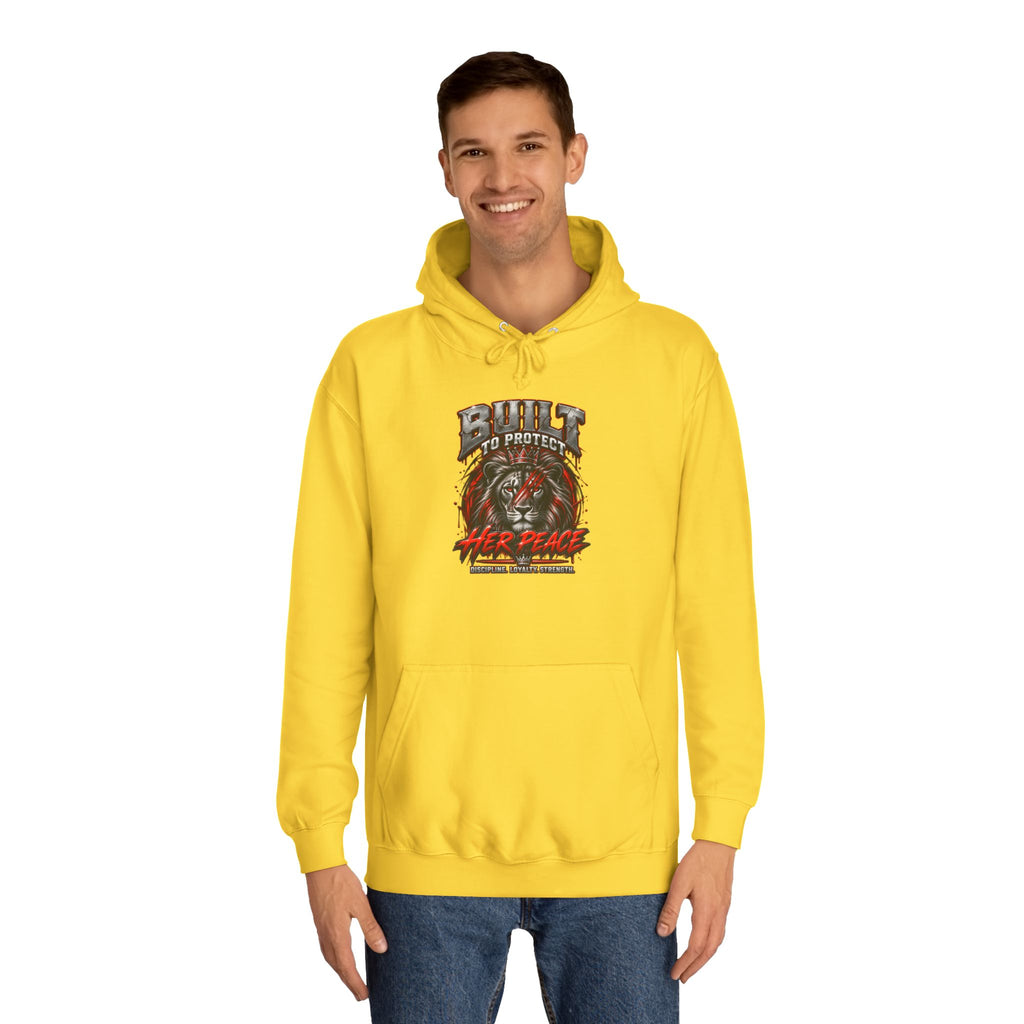 Built to Protect her Peace Couples College Hoodie