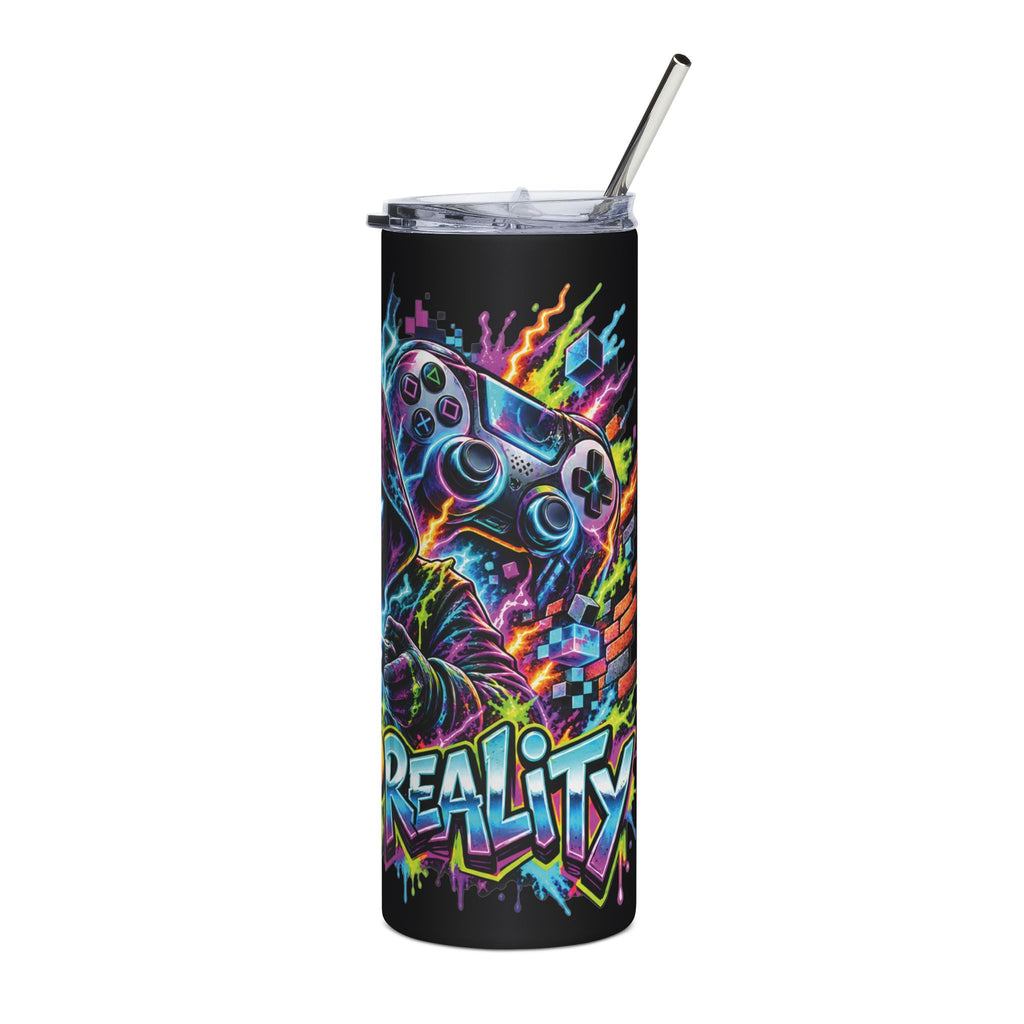 20oz Gaming Tumbler – Colorful Gamer Controller & Level Up Design