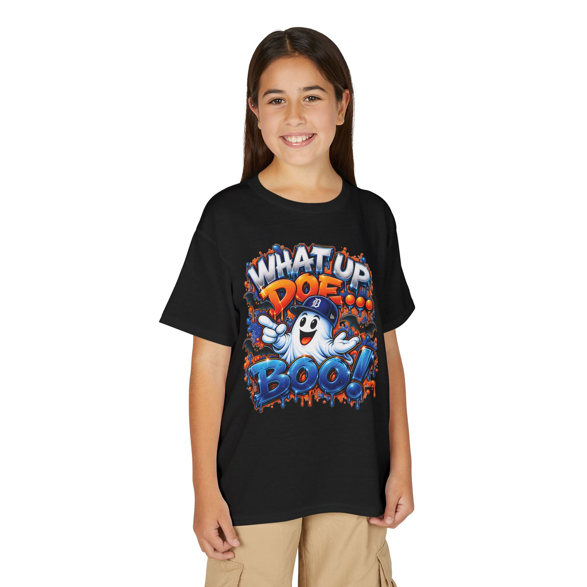 Det What Up Doe Boo! Ghost Graphic T-Shirt | Halloween Kids Tee