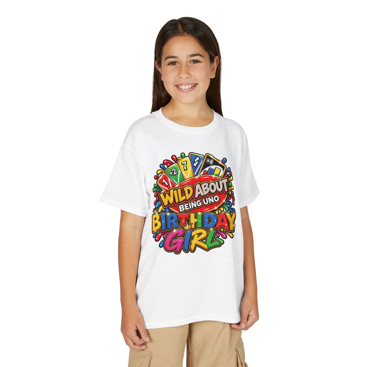 Wild About Being UNO Birthday Girl T-Shirt | Kids Custom Name Back