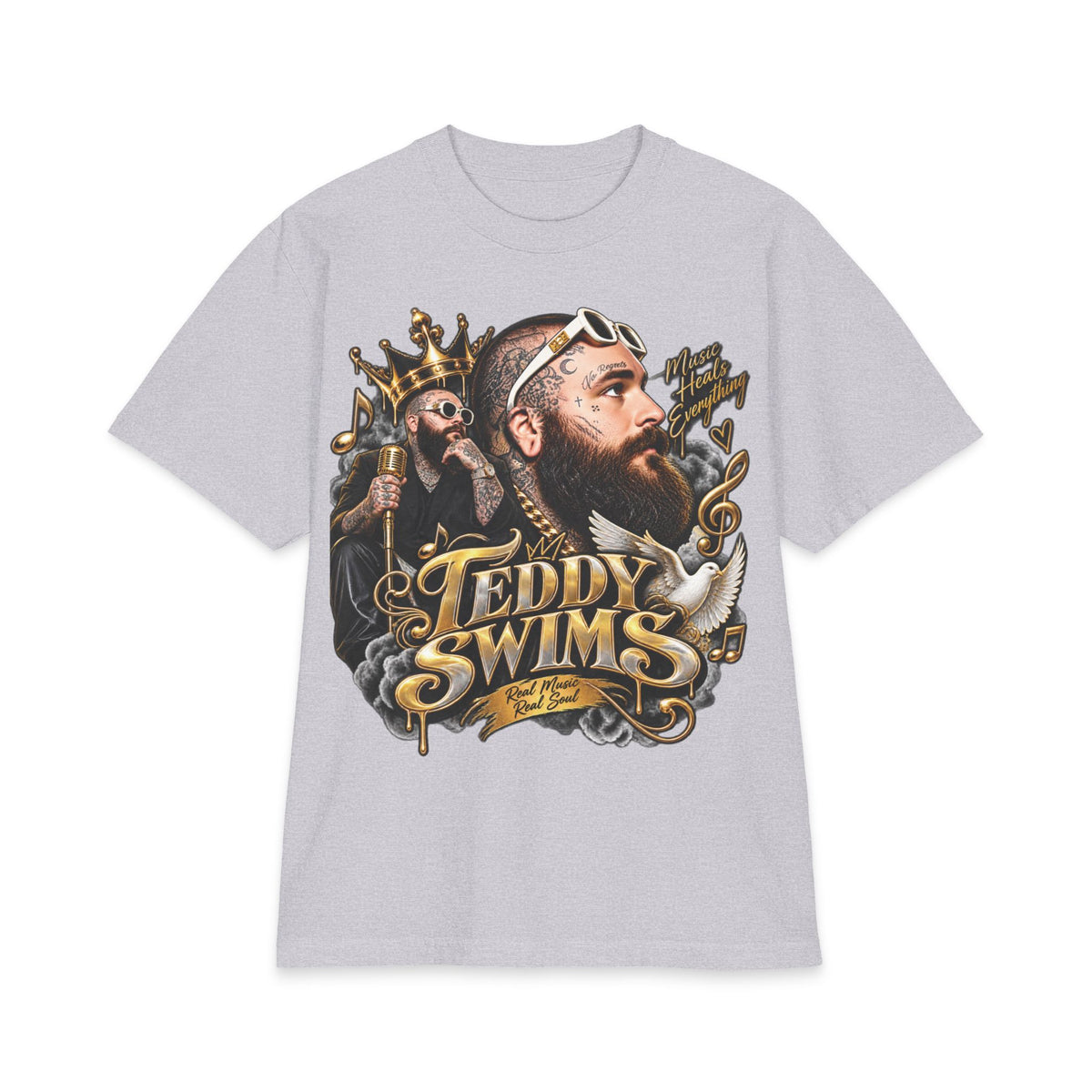 Teddy Swims Portrait T-Shirt | Vintage Crowned Singer Graphic Tee