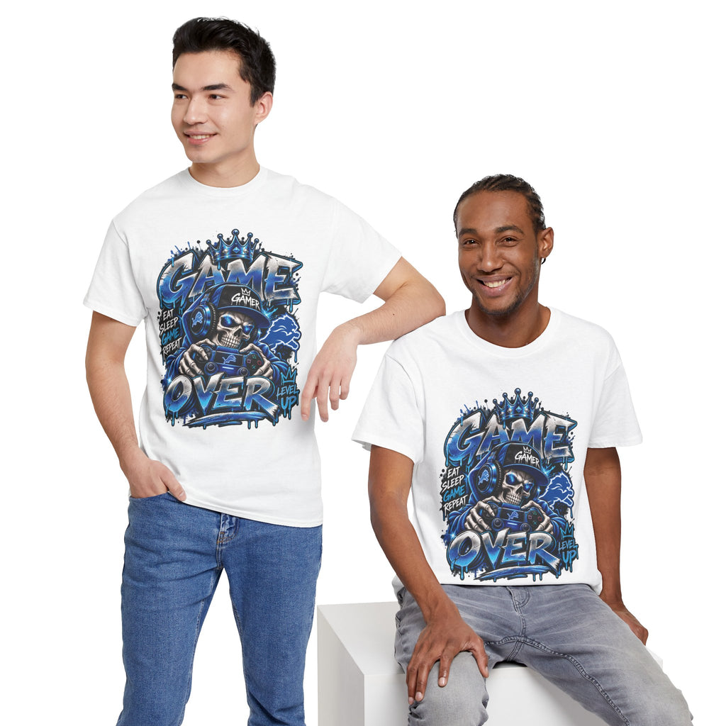 Game Over Skull Gamer Tee | Video Game Controller Graphic Shirt