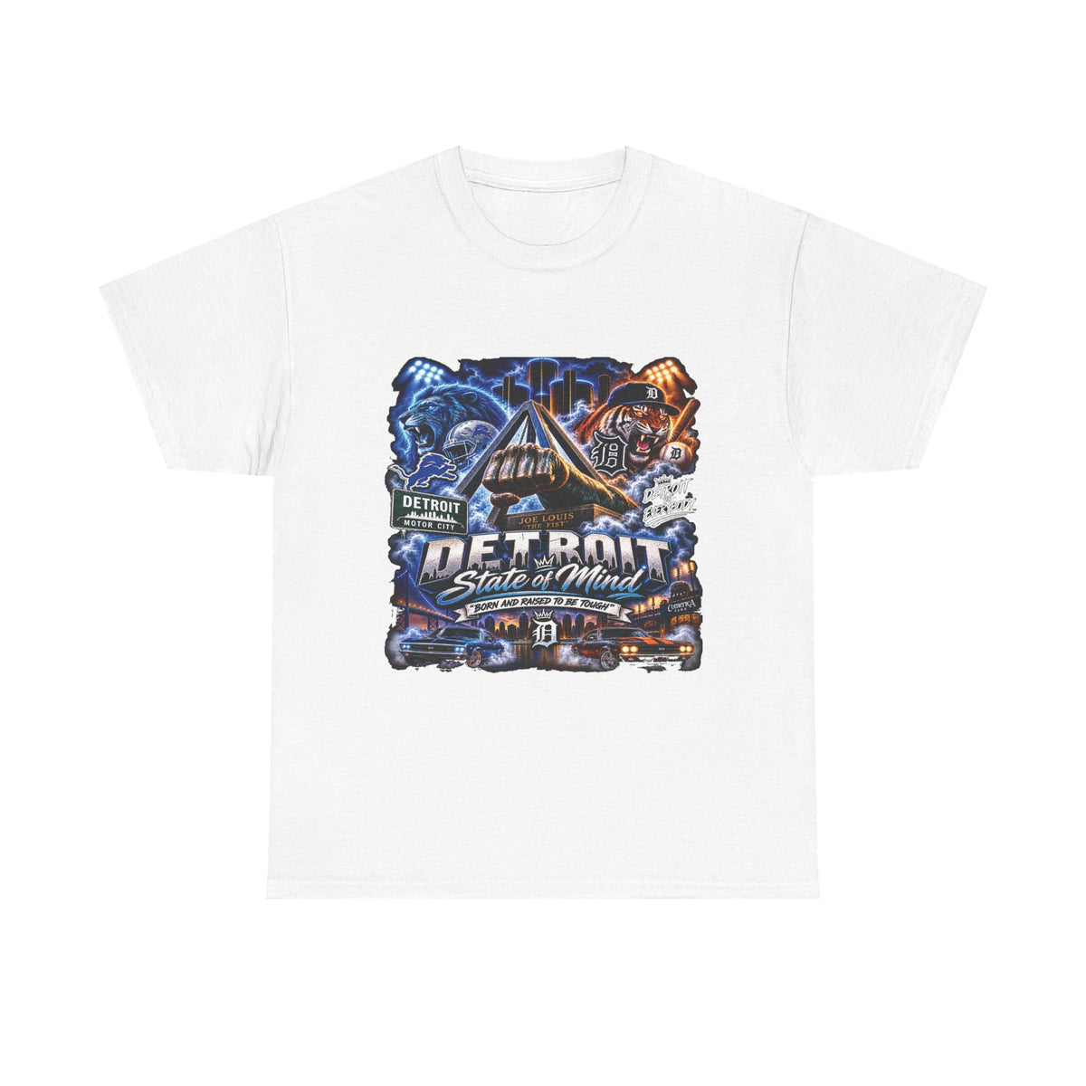 Detroit Skyline Collage Tee | Motor City Vintage Graphic T-Shirt