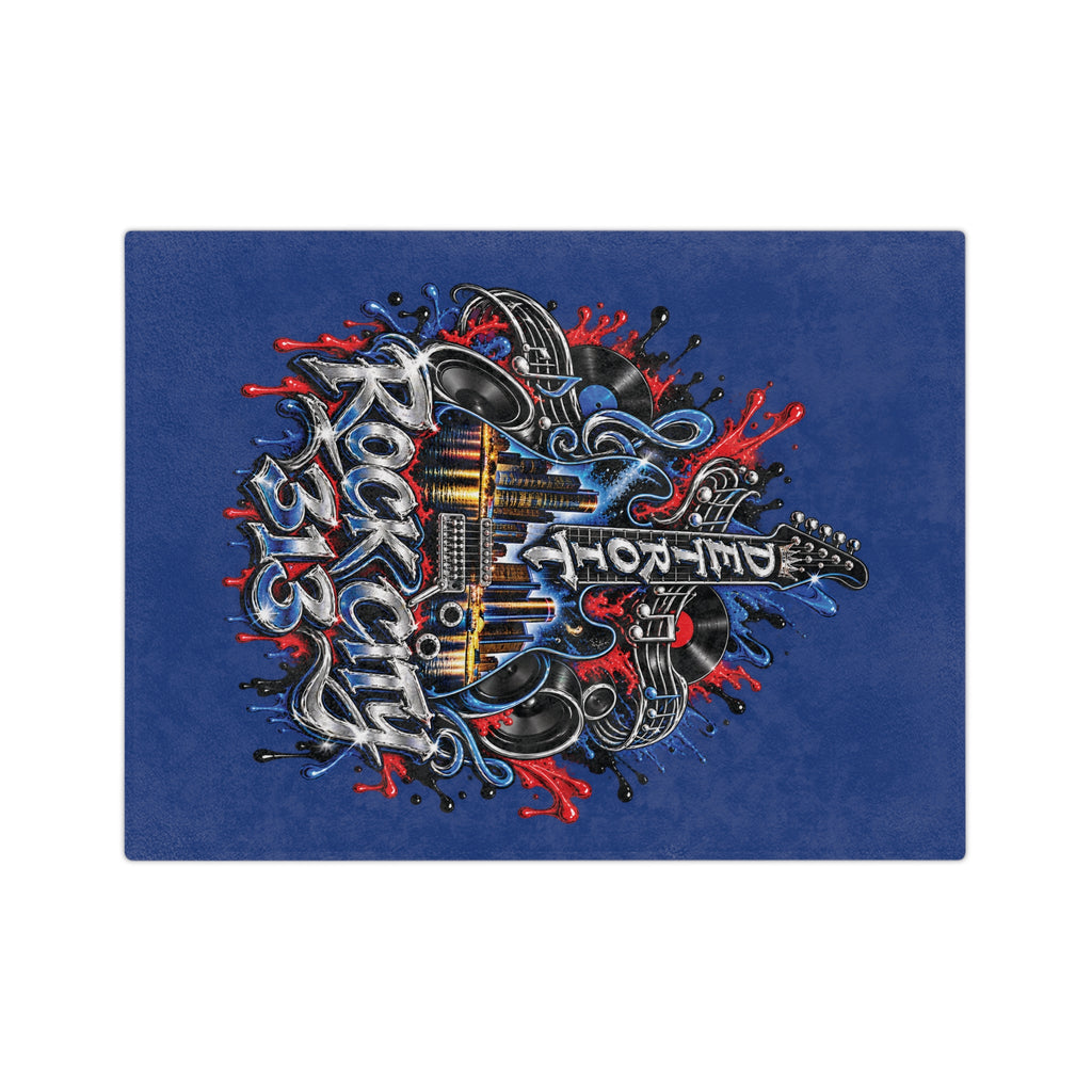Detroit Rock City 313 graphic Velveteen Blanket | Guitar Skyline Music design