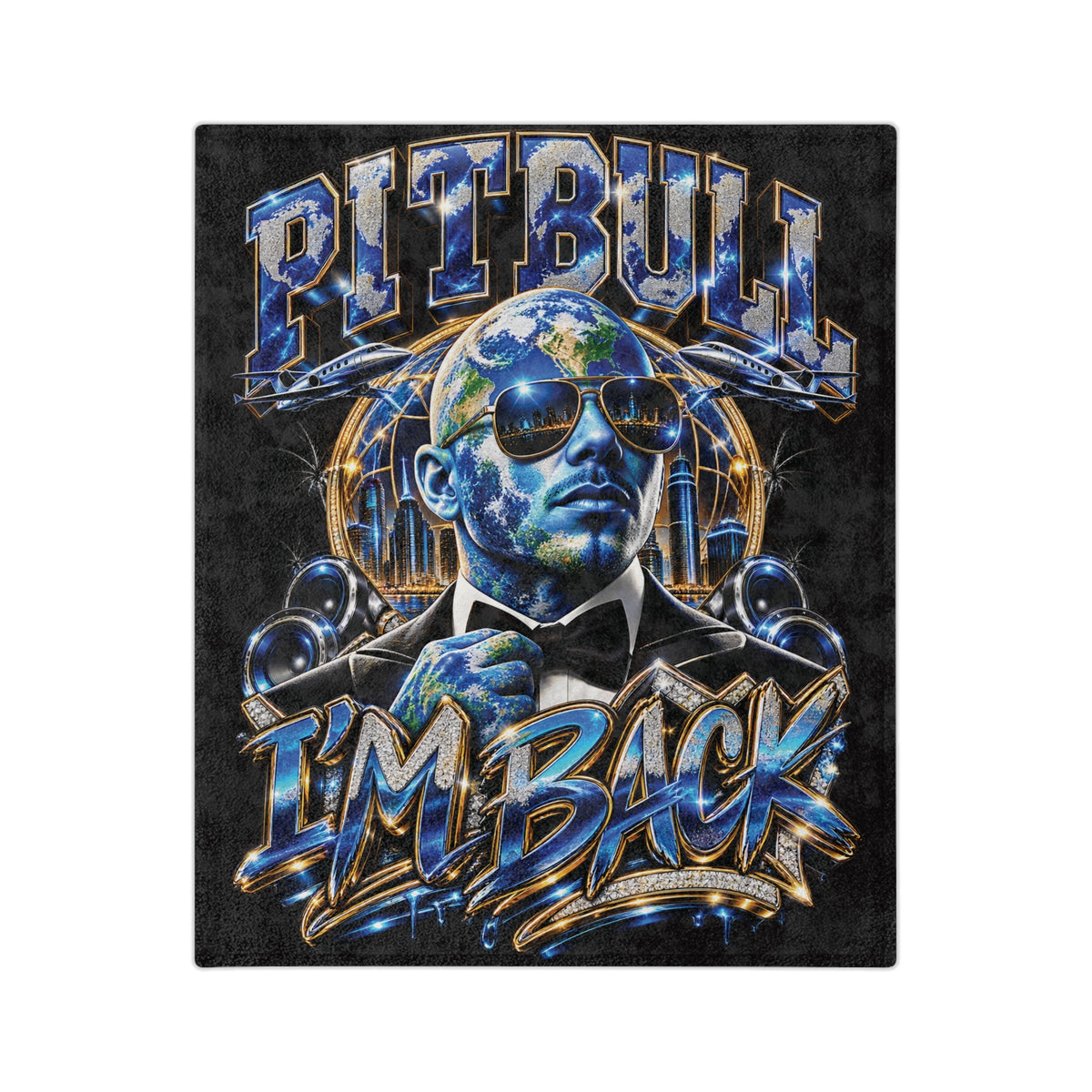 Pitbull I'm Back Blanket | Music Artist Portrait Velveteen Microfiber