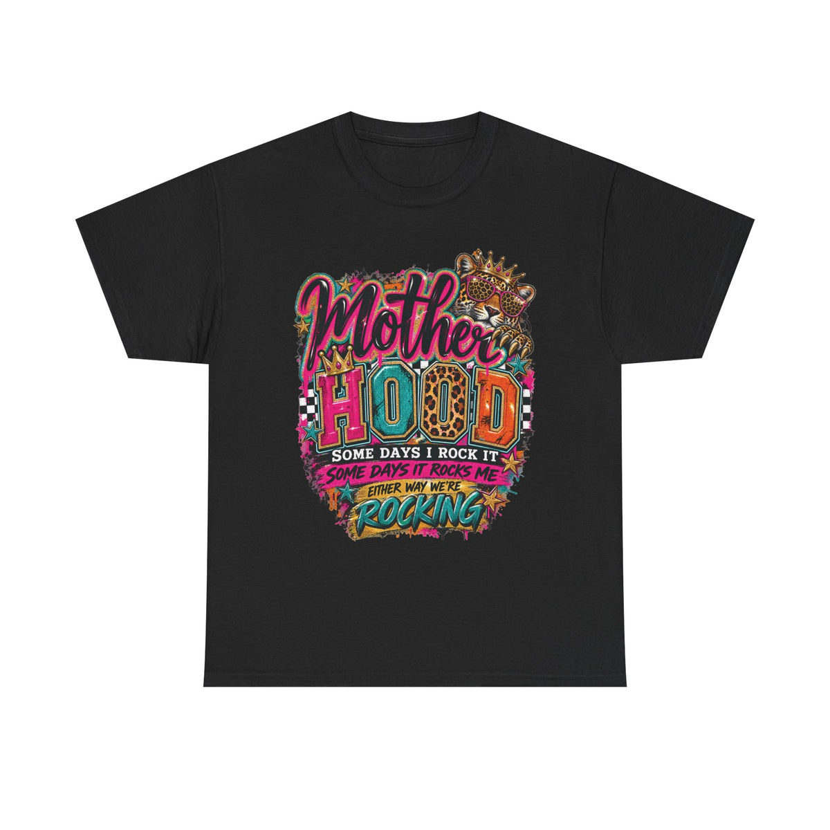 Motherhood Graphic Tee | Colorful Retro Rocking Mom Design
