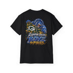 Detroit and Green Bay Rivalry Graphic Tee | Lion Ripping Green Bay Logo Back