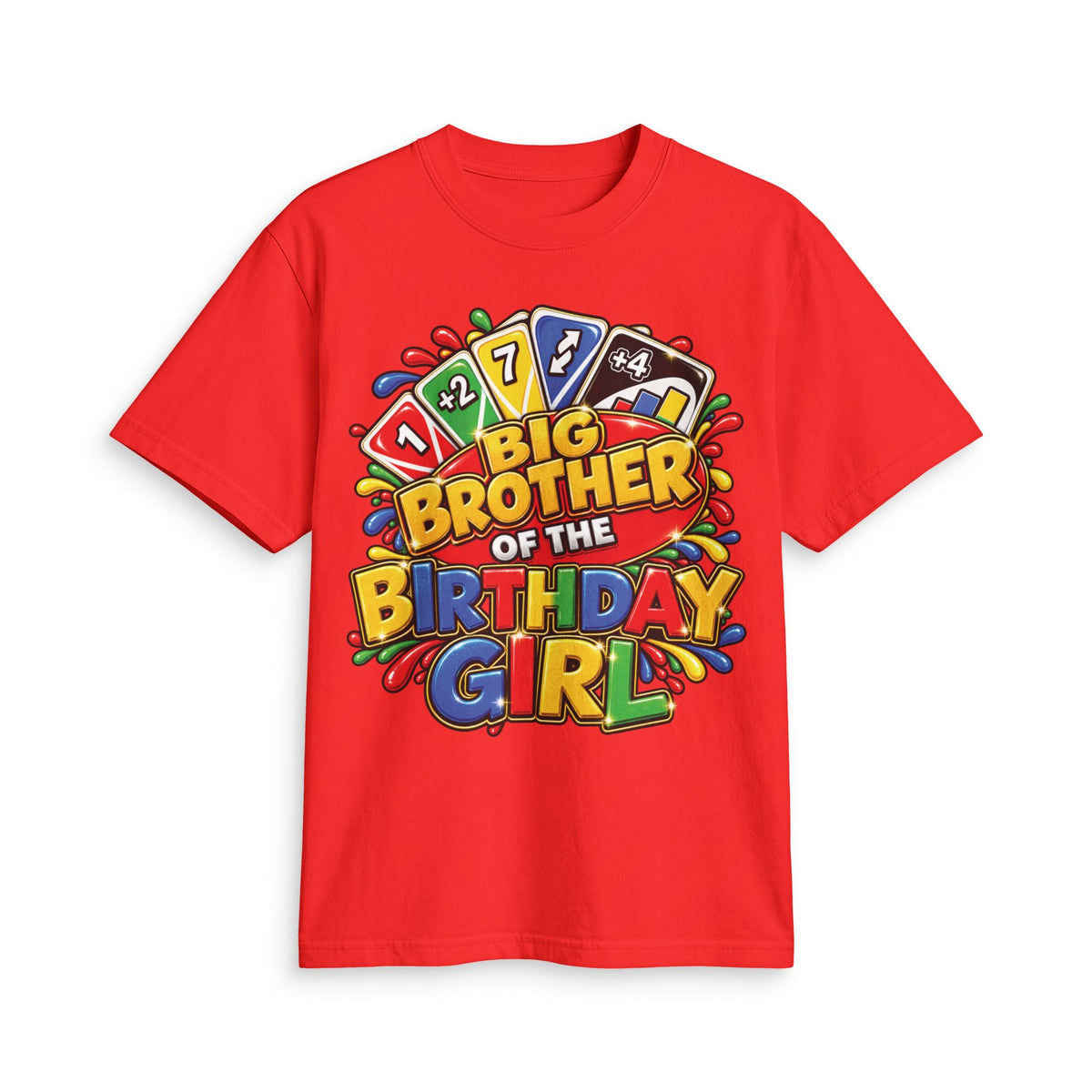 Big Brother of the Birthday Girl T-Shirt | Colorful Party Card Game Design