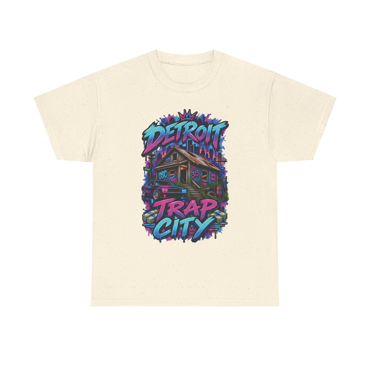 Detroit Trap City Tee | Urban Graffiti Streetwear, Neon Hip Hop Design