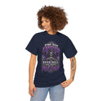 Grim Reaper Skull with Purple Flames T-Shirt | Gothic Death Quote Tee