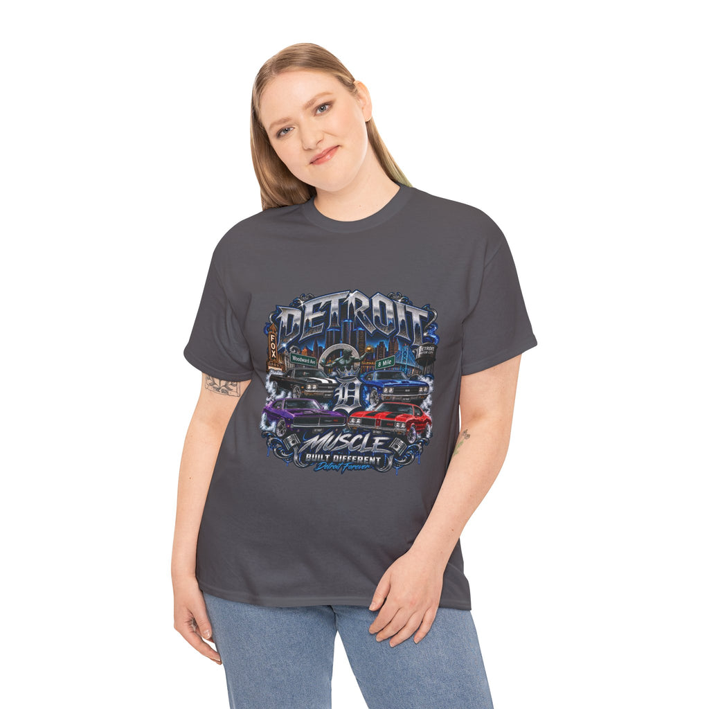 Detroit Muscle Car Tee | Vintage Hot Rod Illustration, Garage Scene