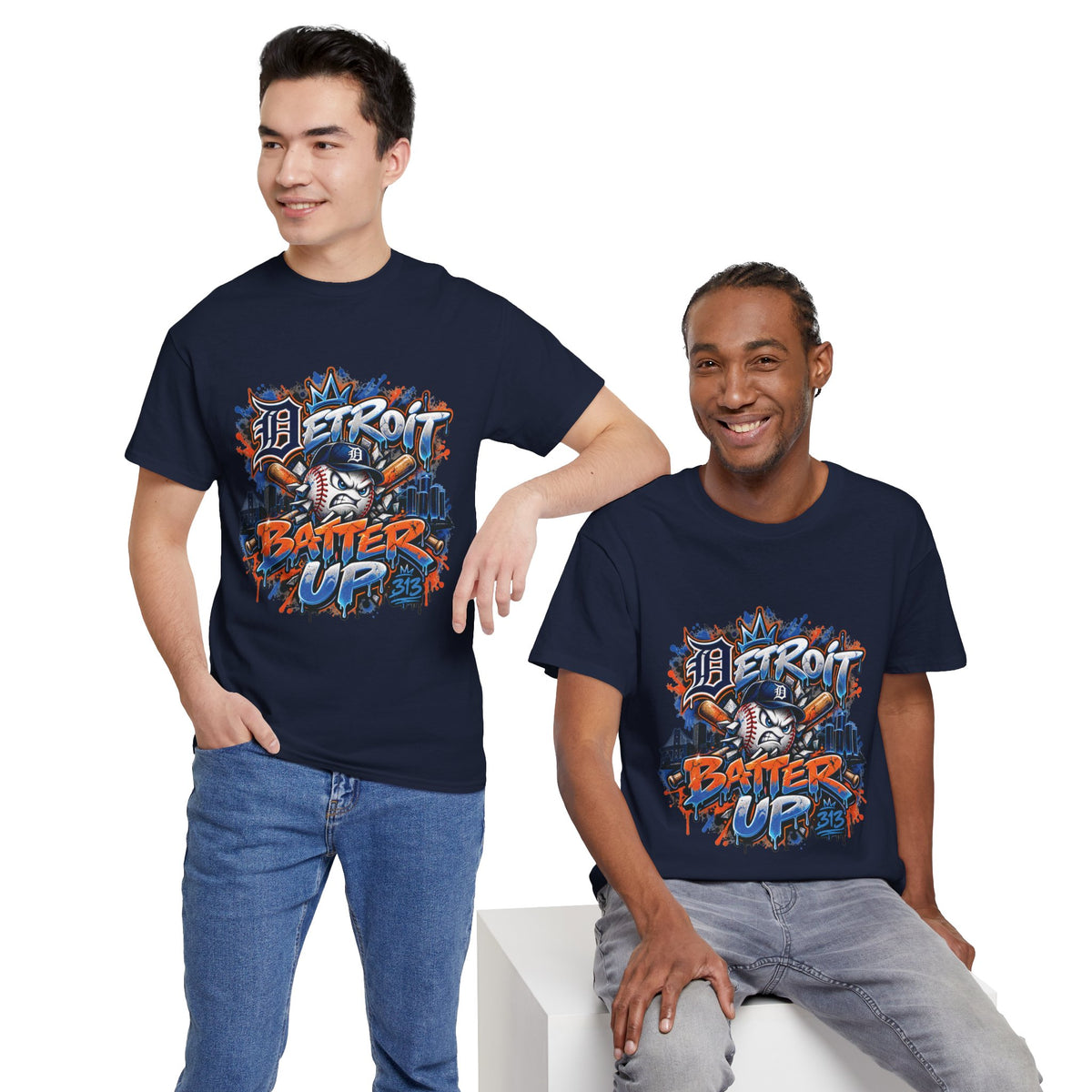 Detroit Batter Up T-Shirt | Baseball City Skyline Tee