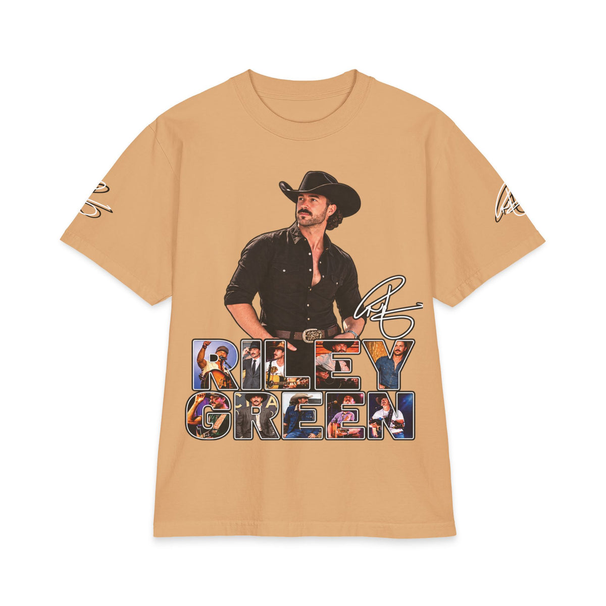 Green Riley Country Cowboy Photo Graphic Tee | Signed Name Sleeve