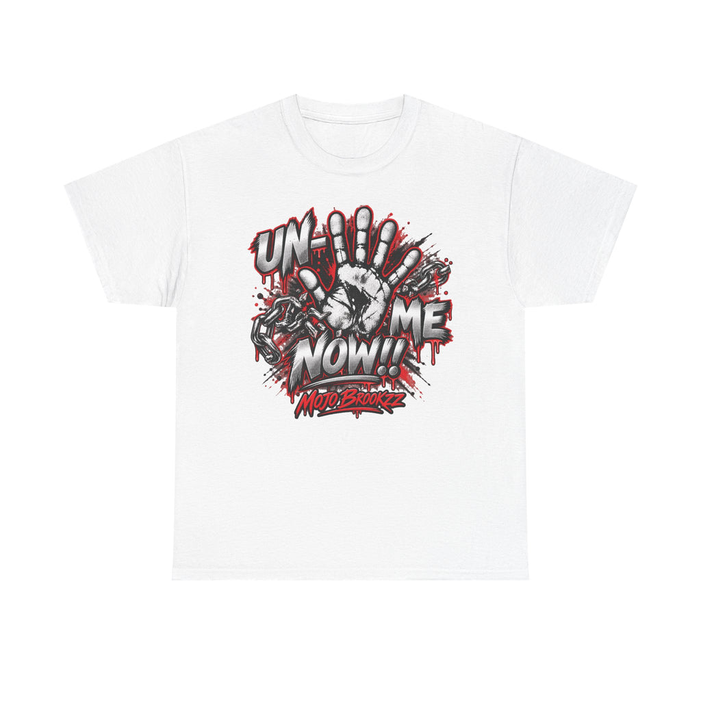 Unmute Me Now graphic tee | handprint, graffiti horror text
