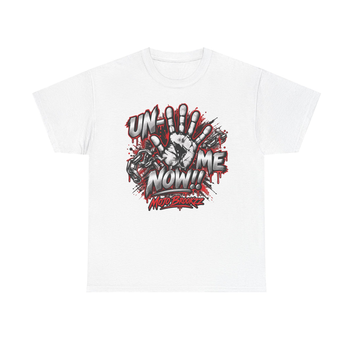 Unmute Me Now graphic tee | handprint, graffiti horror text