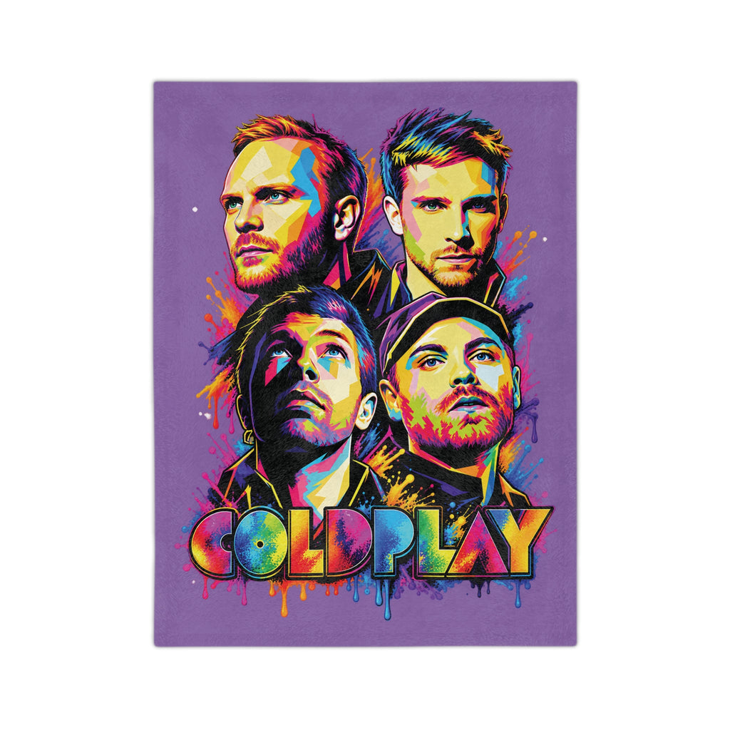 Coldplay band portrait Velveteen blanket | colorful pop art music throw