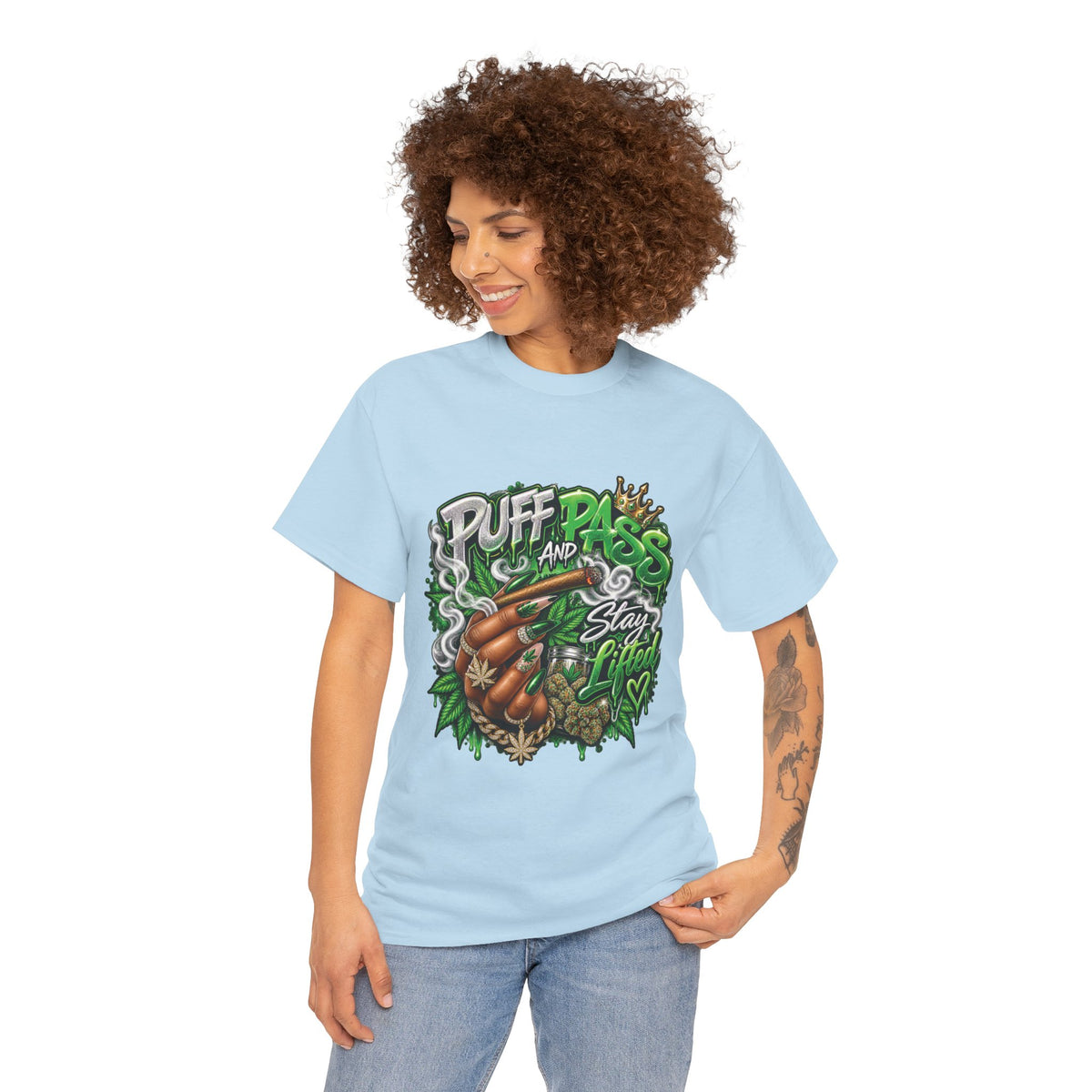 Puff and Pass Stay Lifted T-Shirt | Cannabis Leaf Graphic Tee