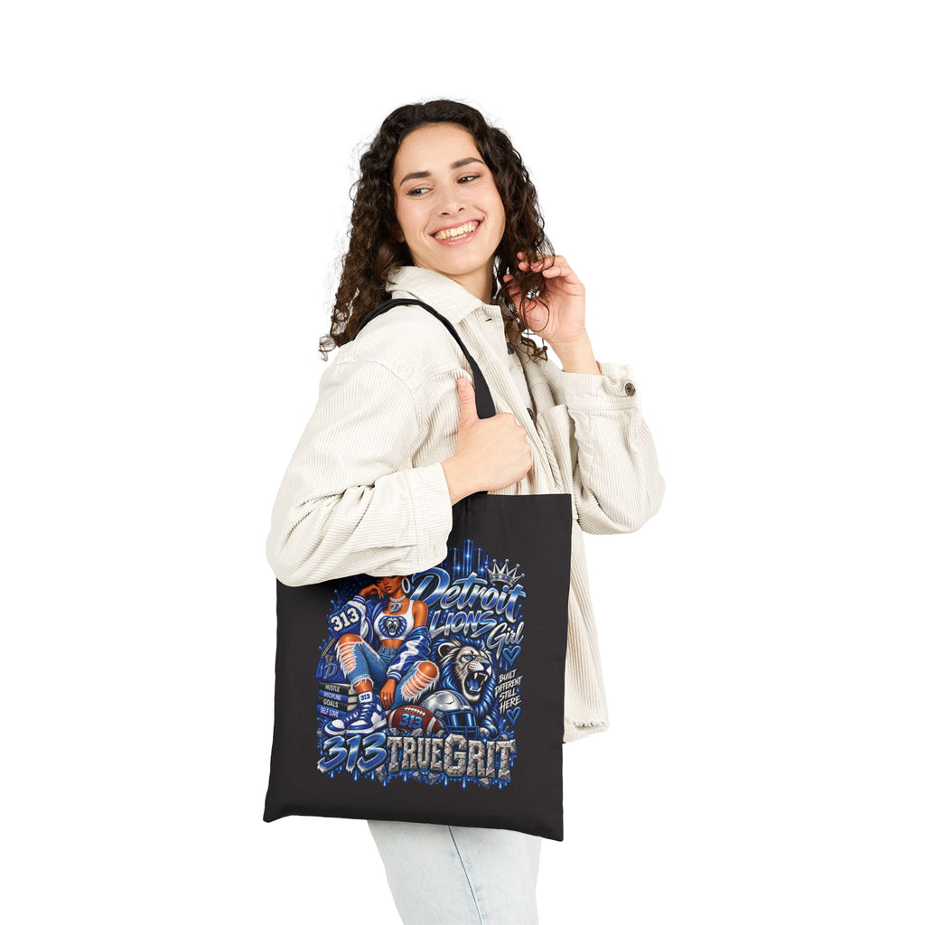 True Grit Detroit Lions Tote Bag | Vintage Baseball Illustration