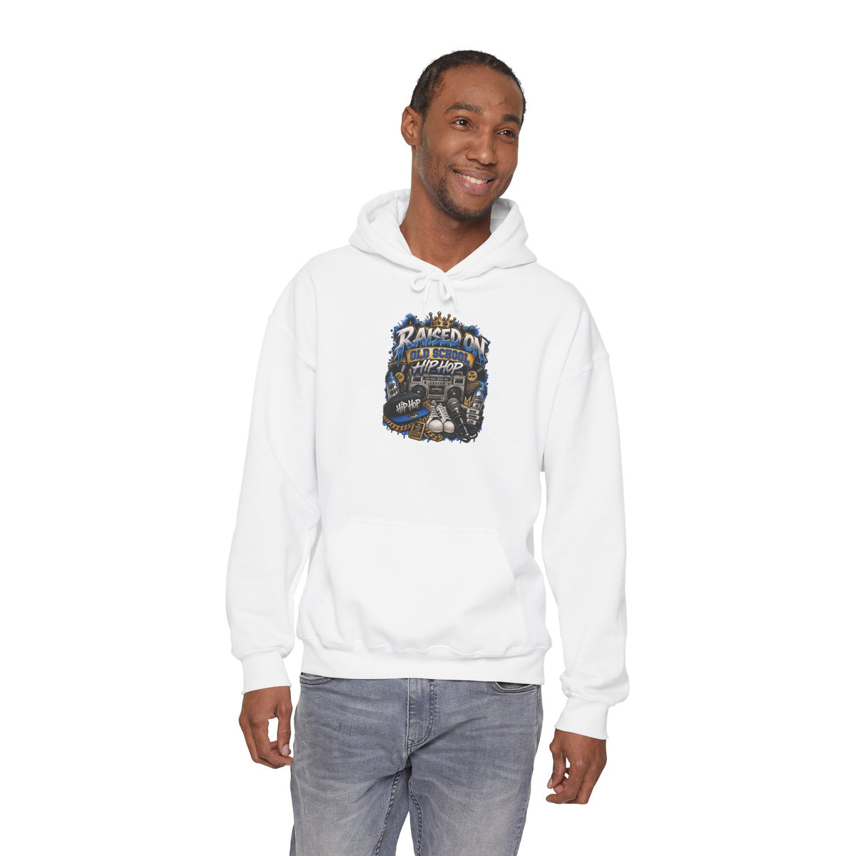 Raised On hip hop Hoodie | Vintage Guitar Skull Band Design
