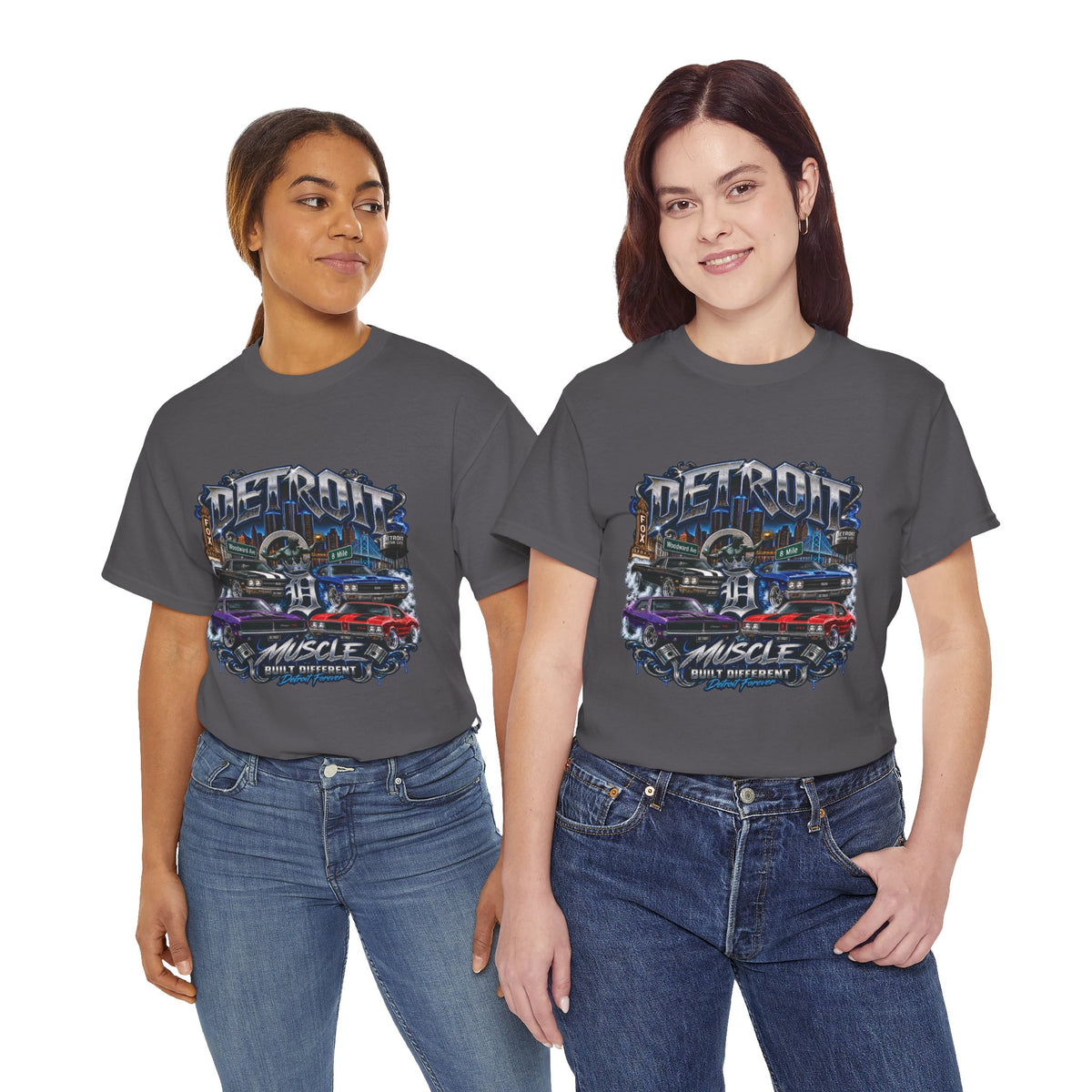 Detroit Muscle Car Tee | Vintage Hot Rod Illustration, Garage Scene