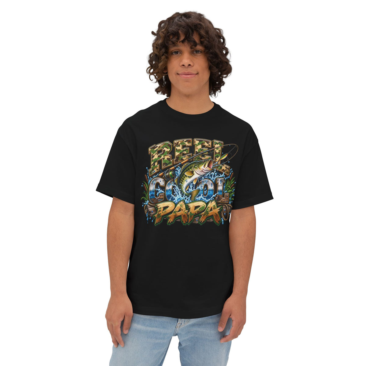 Gone Fishin' Papa Tee | Fishing Bass Graphic T-Shirt, Camo Lettering