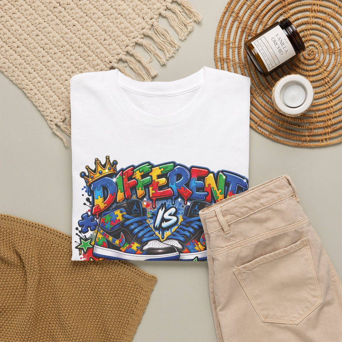 Different Is Beautiful Autism T-Shirt | Colorful Graffiti Typography