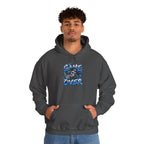 Game Over Skull hoodie | Gaming Graphic Sweatshirt, Blue Grunge Design