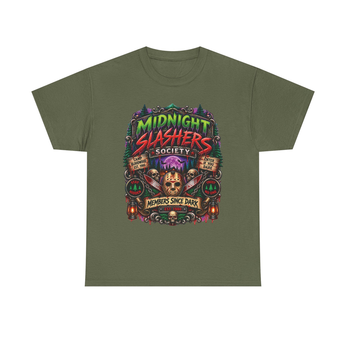 Midnight Slashers Society Skull Tee | Horror Club Graphic T-Shirt