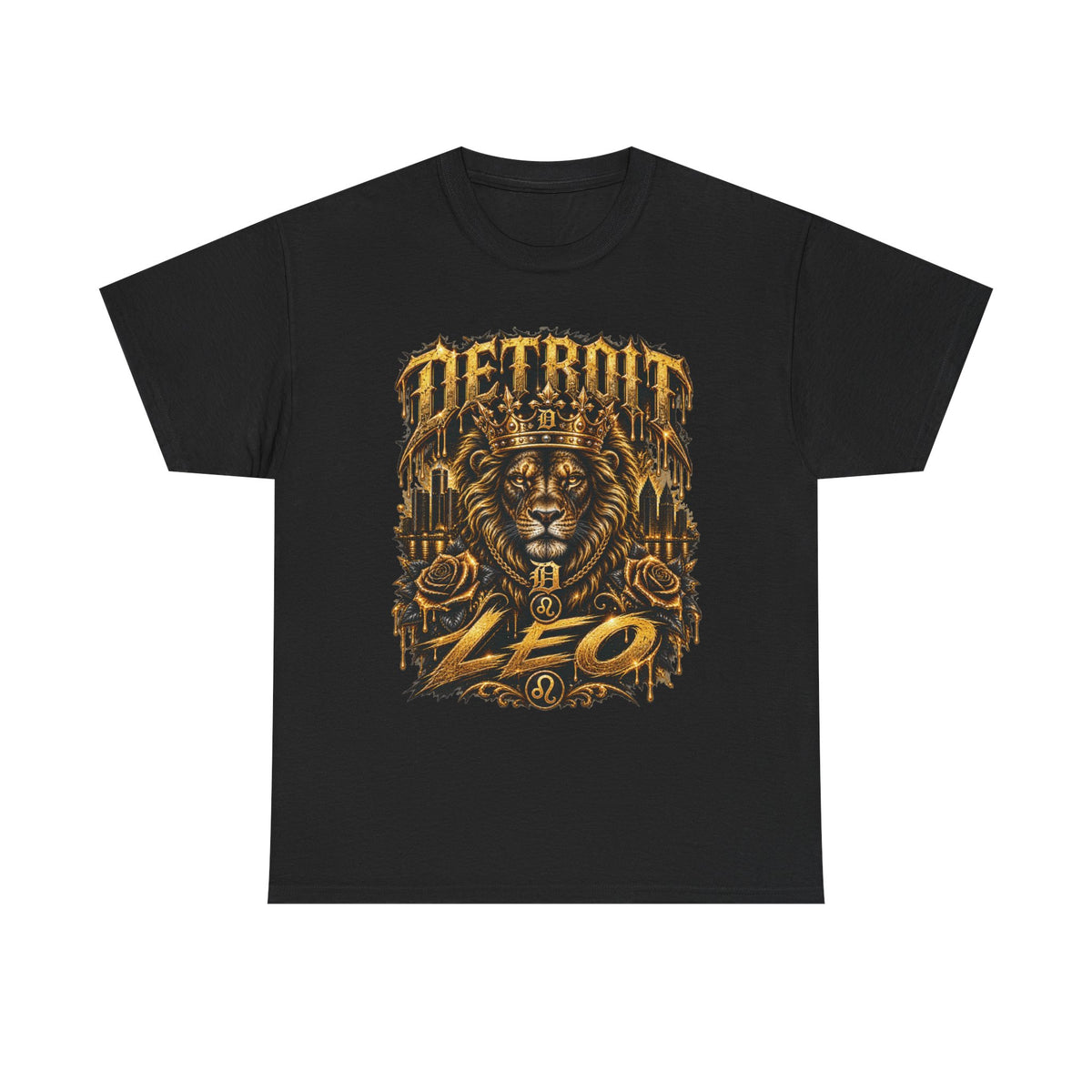 Detroit Lion Leo T-Shirt | Detroit Skyline Lion Graphic Tee