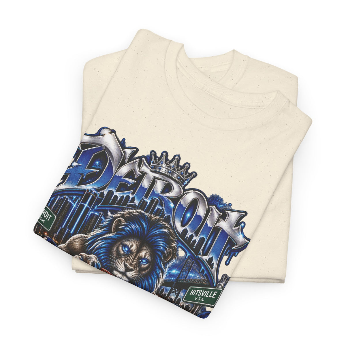 Detroit Basketball Lion Graphic Tee | City Streetball Detroit D Logo
