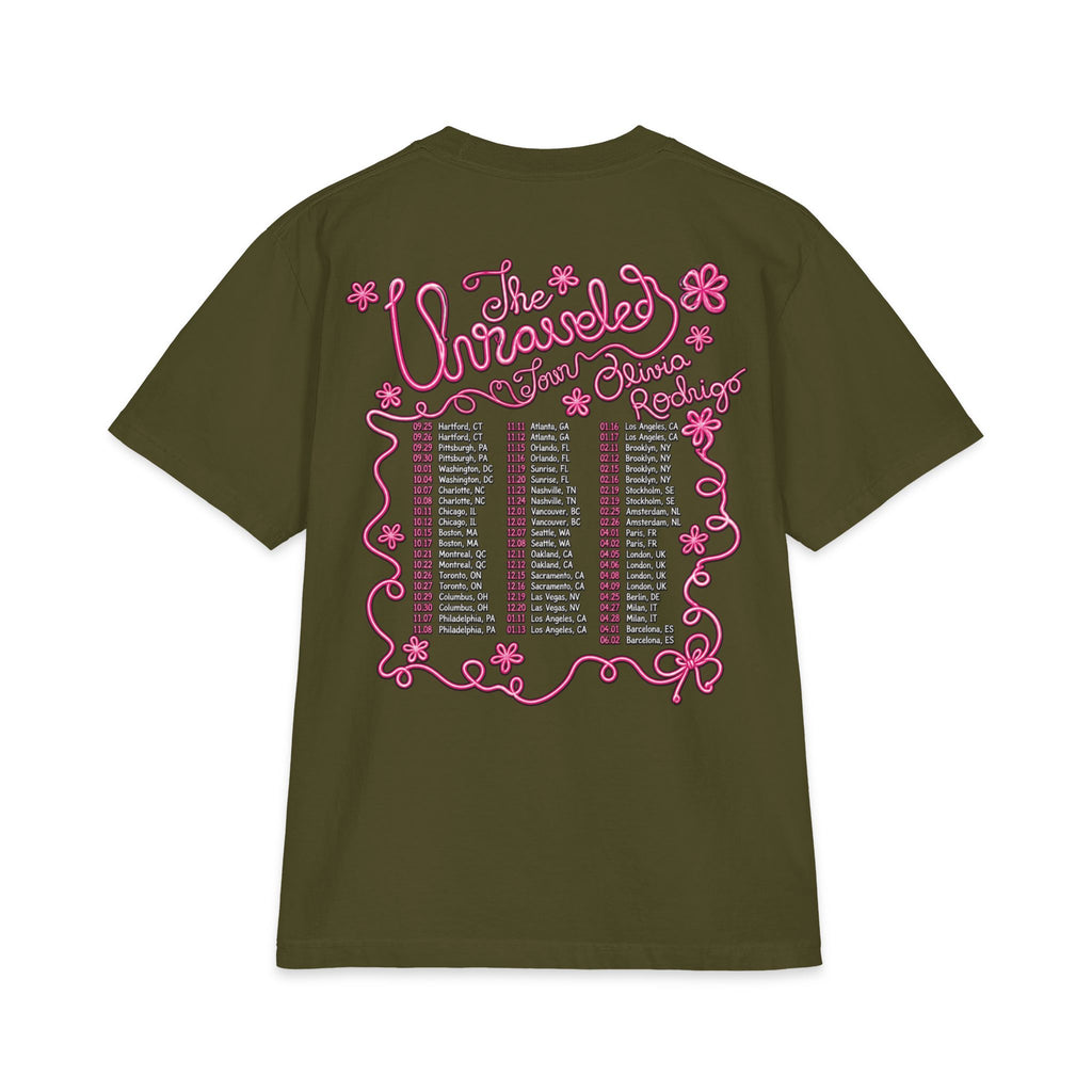 Olivia Rodrigo portrait T-Shirt | tour dates backprint